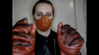 Wearing Red Leather Lace Gloves
