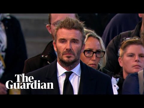 David beckham appears visibly emotional while attending queen's lying in state