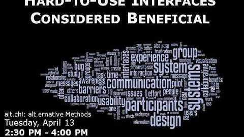 alt.chi - Hard to Use Interfaces Considered Beneficial (some of the time)