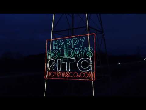 ITCs Michigan is lighting up 10 of their 150-foot tall transmission towers with colorful holiday decorations. The transmission towers are decorated with approximately one-third mile of rope lights (17,700 bulbs). The displays include 10- by 15-foot Happy Holidays signs and brightly lit stars at the tower tops. The festive lights will shine every evening from Nov. 16 through Jan. 4.