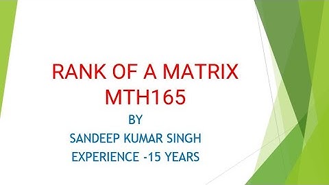 Rank of Matrix | L1