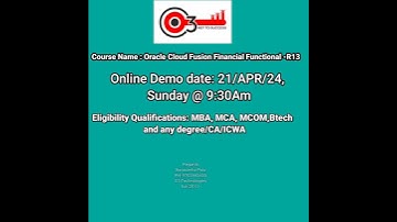 Oracle Fusion Cloud Financials Functional Free Online Demo#tomorrow#Jobplacements#o3technologies