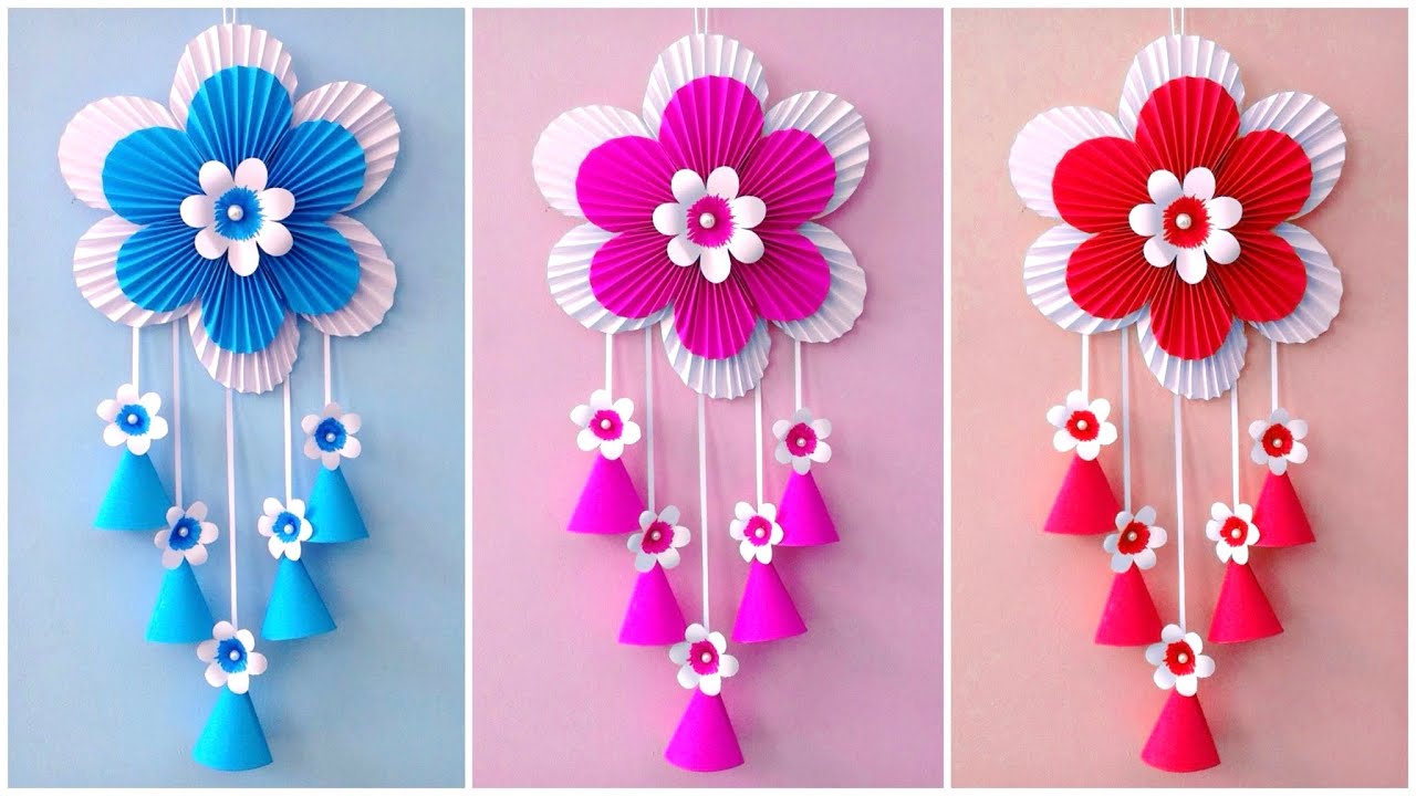 diy / wall decoration ideas / wall hanging craft paper flowers