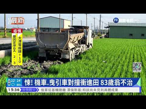 悚! 機車.曳引車對撞衝進田 83歲翁不治｜華視新聞 20220331