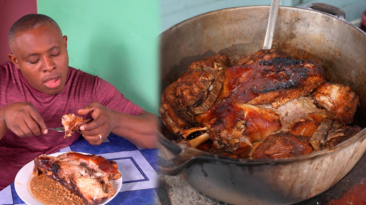 Una deliciosa pierna de cerdo en el fogon hecha por Mamá, El Rey Del Salciao