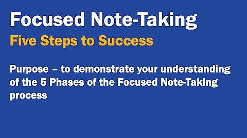 Focused Note-Taking 5 Steps to Success- Oak Park