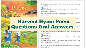 Class 8 English Poorvi Unit 4 Enviornment | Harvest Hymn by Sarojini Naidu | Poem questions Answers