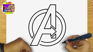 HOW TO DRAW THE AVENGERS LOGO | EASY STEP BY STEP | DRAWING AVENGERS LOGO TUTORIAL