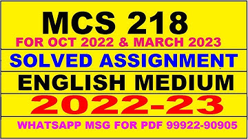 mcs 218 solved assignment 2022-23 in english | mcs 218 solved assignment 2022-23 | mcs 218 2023