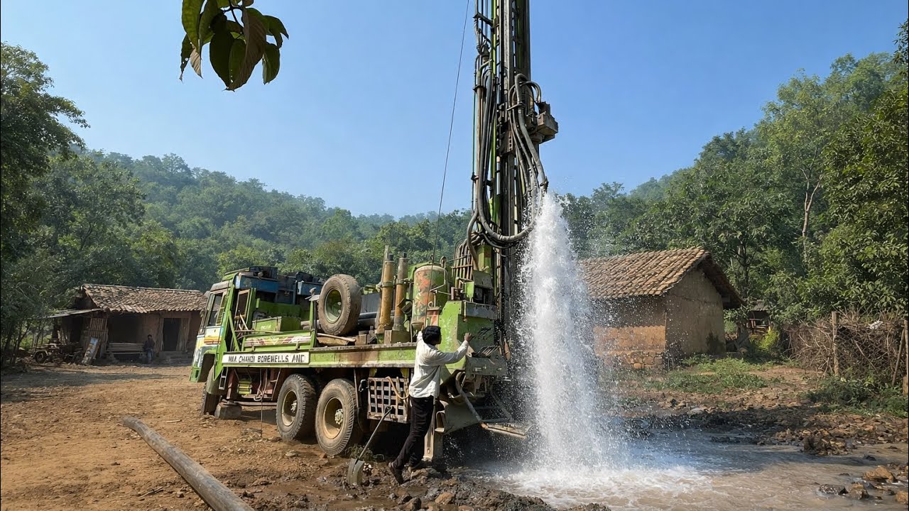 Borewell drilling 1200 feet 20 Hp water pump borewell drilling video high pressure drilling machine 