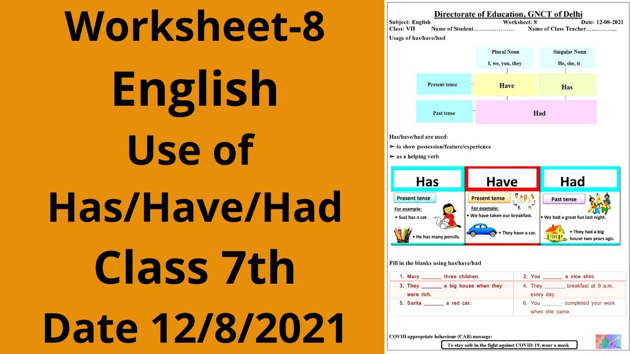 Worksheet 8 English Class 7 12 8 21 English Class 7 English 