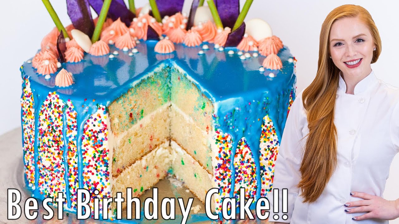 How to Make the Best Birthday Cake Recipe!! With Confetti Cake & Vanilla Buttercream!