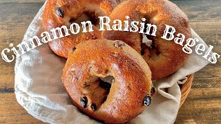 Easy Cinnamon Raisin Bagels | New York Style Bagel Recipe | No Stand Mixer