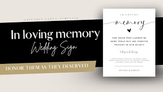 In Loving Memory Wedding Sign | Elegant Printable Template for a Heartfelt Tribute