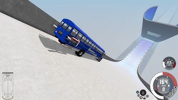 Beamng Drive Bus Jump and Crash - Bus Dansworth C1500 turbo, High Speed Jump on SKI Jump Arena Map