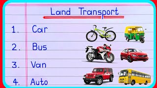 20 Land Transport name | Land Transport | Transport Name | Means of Transport | Name of Transport