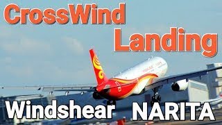 ✈✈RJAA成田空港 壮絶強風横風と戦うパイロット達”  斜め着陸!!Crosswind landing  前線通過でA滑走路 ウインドシア! Wind shear Narita RWY16R