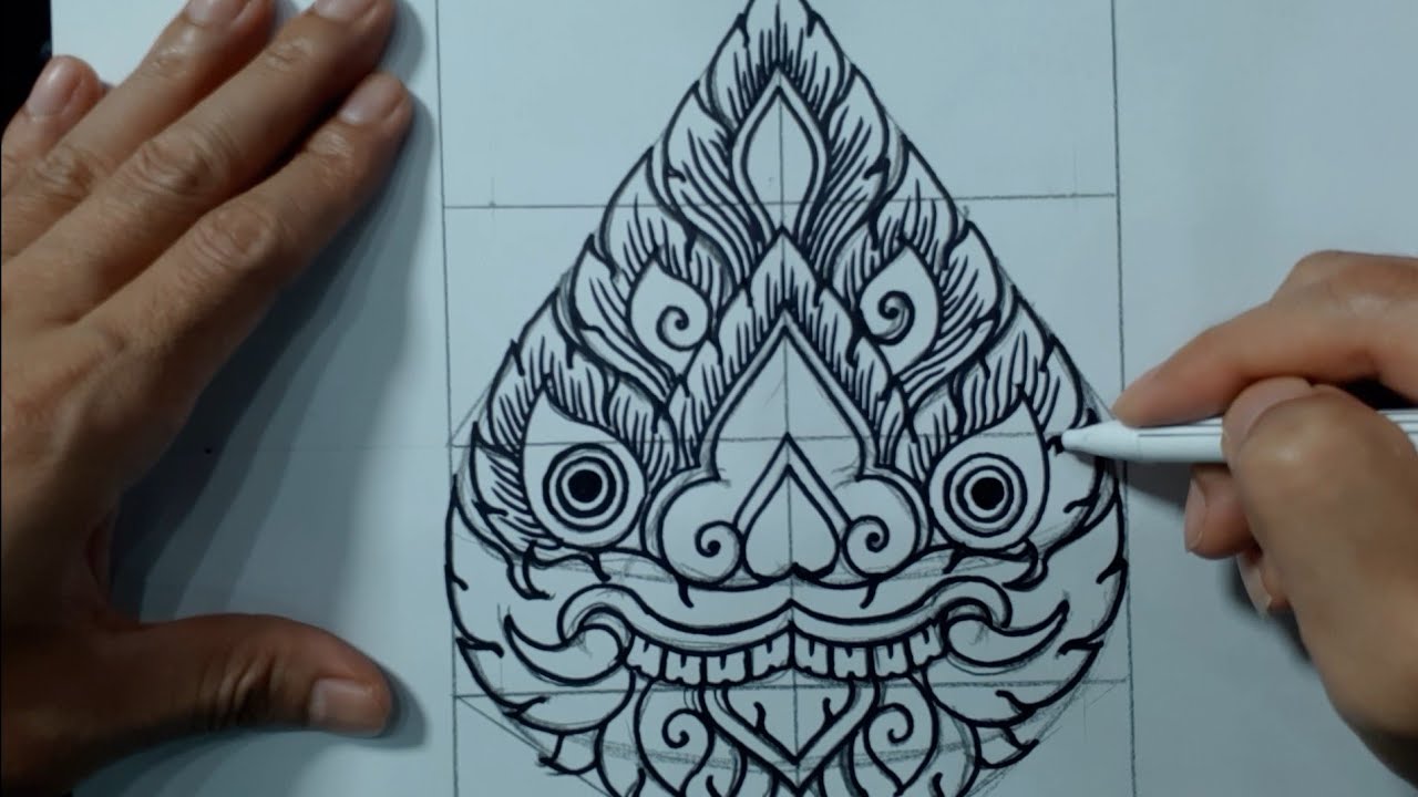 ลายพุ่มข้าวบิณฑ์ สิงห์ขบ #ลายไทย Ep.35 #thai art