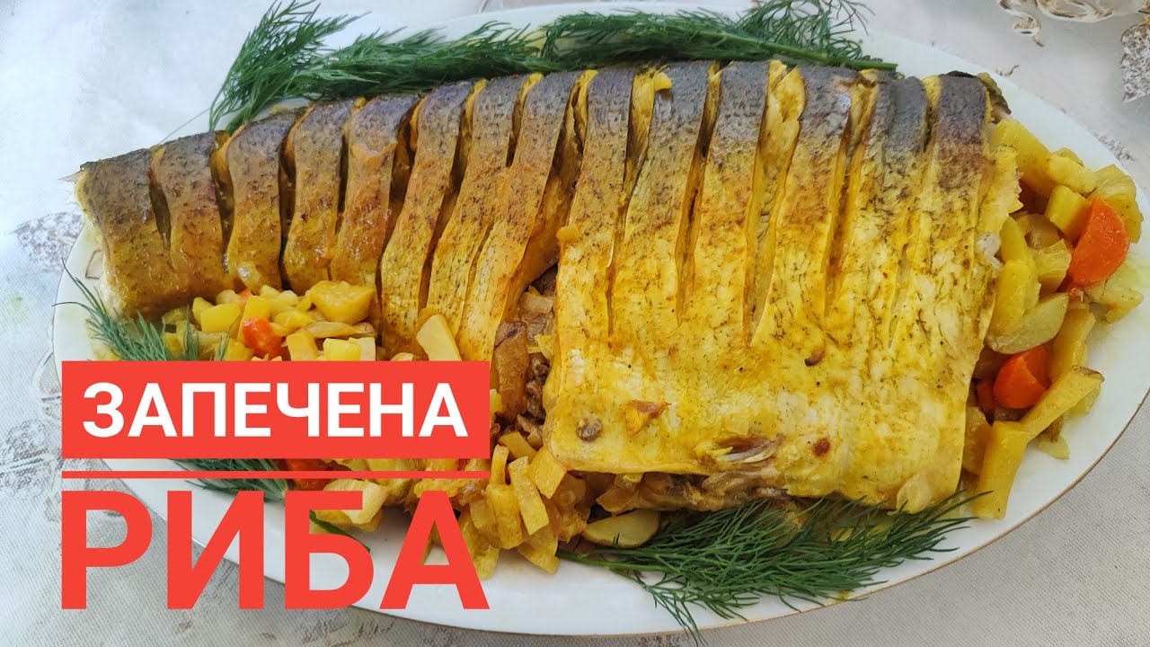 ТОВСТОЛОБИК запечений в ДУХОВЦІ з грибною начинкою і овочевим гарніром...