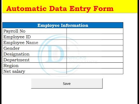 Fully Automated Data Entry form in Excel - YouTube