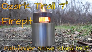 Ozark 7 inch Outdoor Firepit with Pathfinder Stainless Stove Stand