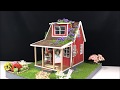 DIY Cardboard Box Tiny Red House Garden