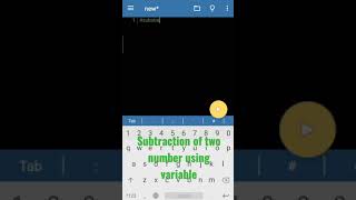 Subtraction of two number using variable