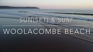 Sunset and surf at Woolacombe beach