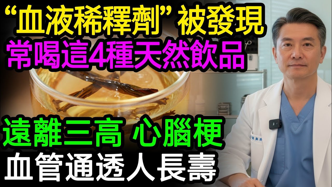 天然“血液稀釋劑”被發現！常喝這4種天然飲品，遠離三高心腦梗！血管通透人長壽！#血管硬化 #中風前兆 #心肌梗塞 #降血脂 #養生茶 #高血壓 #膽固醇 #反式脂肪