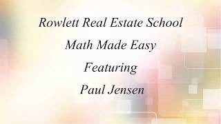 Rowlett Real Estate School - Percentage Leases - Florida Real Estate Math