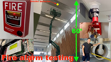 High school fire alarm testing notifier system with 60 foot high smoke and smoke control system