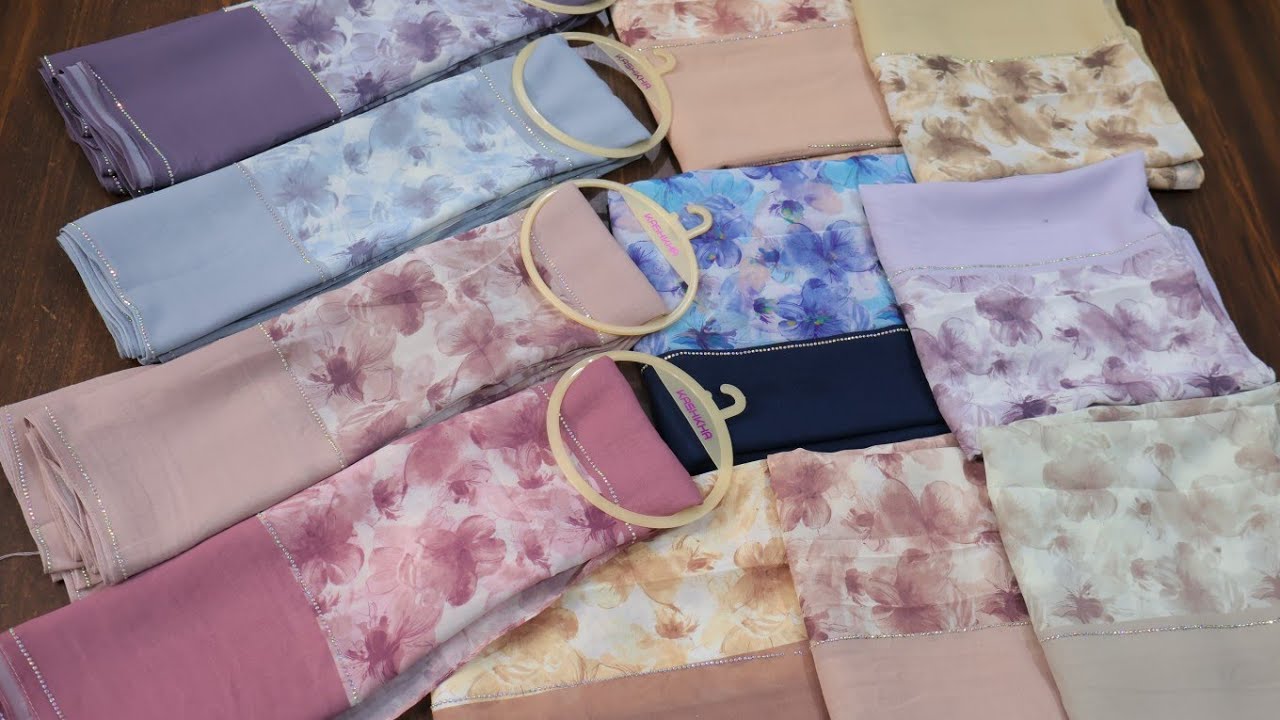 Floral Luxury chiffon stoles | Stone Embellished | Party wear | Stoles | Abaya