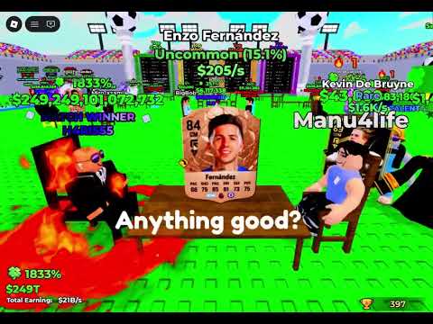 Playing bid for soccer cards on Roblox