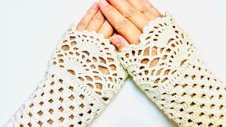 Crochet lace summer gloves and arm covers for sun protection - YouTube