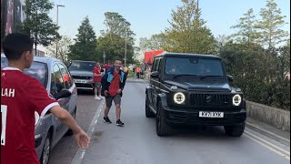 Liverpool players leaving Anfield in their cars after the Aston Villa game 20/5/23