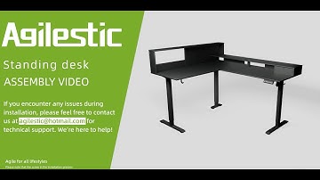 Agilestic L Shaped Standing Desk with Drawer and Lighted Power Strip - Animated Installation