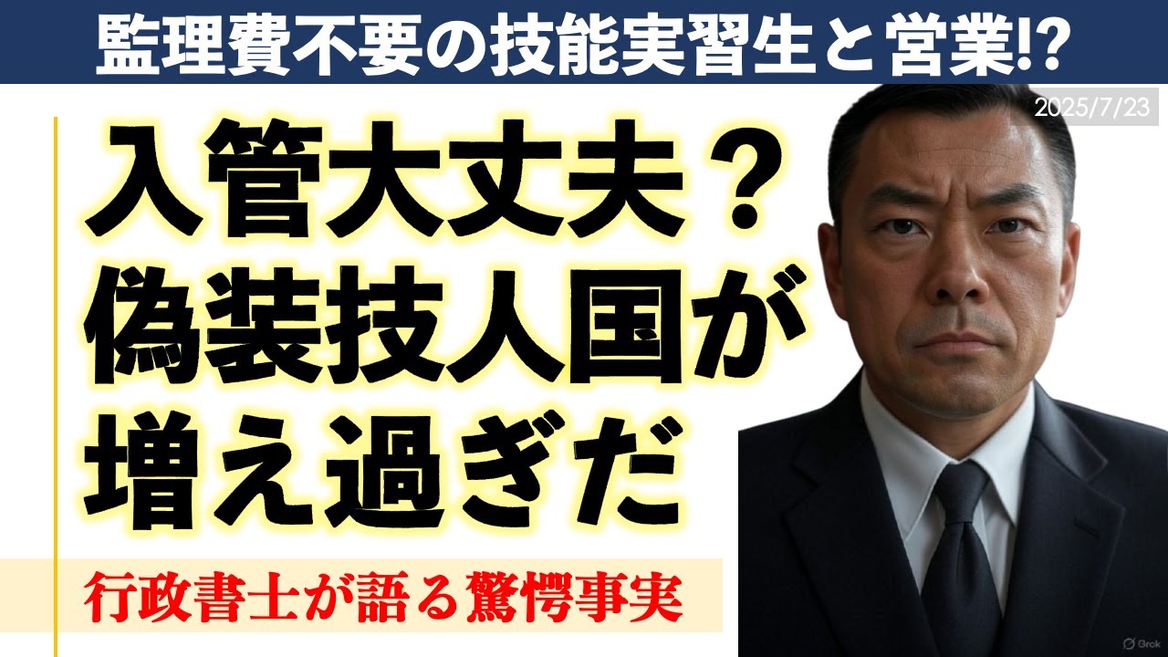 驚愕】特定技能新設も急増する偽装技人国。建設業許可のない会社に監理