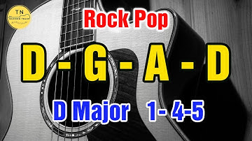 D major 1-4-5 Rock Pop Backing Track For Guitar