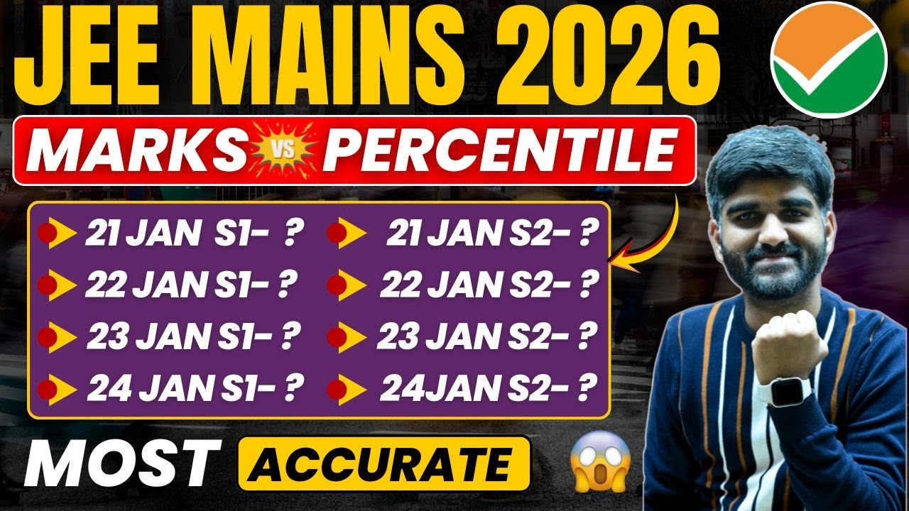 Marks Vs Percentile JEE Mains 2026 January Attempt✅ | 21, 22, 23 & 24 January | JEE Main Cutoff 2026