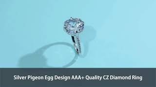 Silver Pigeon Egg Design AAA Quality CZ Diamond Ring