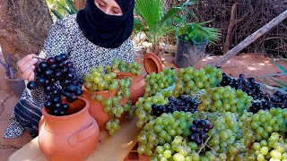 Daily life in the mountain villages of Algeria 😍😍 Amazing extracting grape vinegar in the forest