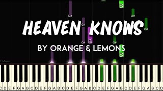 Heaven Knows by Orange & Lemons synthesia piano tutorial  + sheet music & lyrics screenshot 4