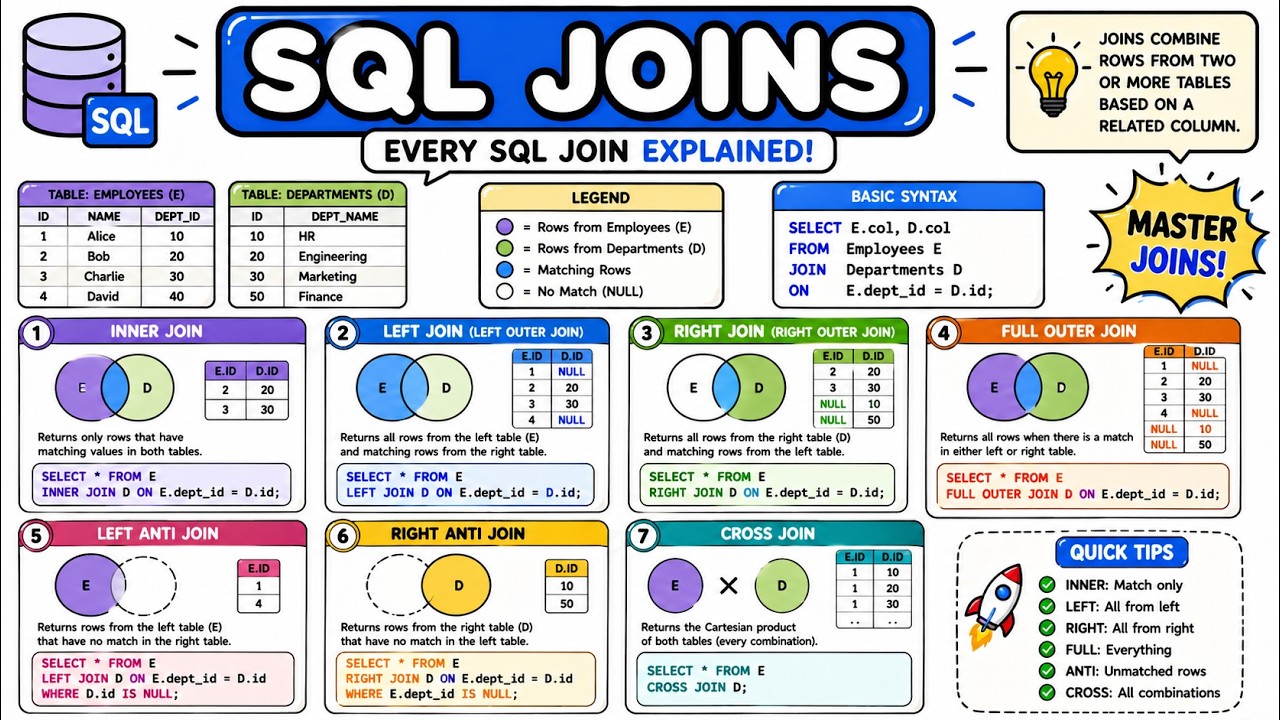 Every SQL Join Explained in 15 Minutes - YouTube