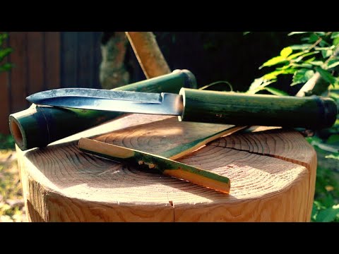 Making a Bamboo Knife & Bamboo copter 竹の中にナイフを隠してみた。自作ナイフで竹とんぼを作り遊ぶ休日。