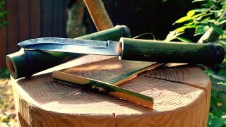 Making a  Bamboo Knife & Bamboo copter 竹の中にナイフを隠してみた。自作ナイフで竹とんぼを作り遊ぶ休日。