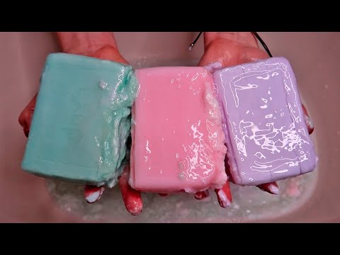 ASMR Doxa MUSHY SOAP and Sponge 💜 Soaked Soap 💗 Sponge Squeezing💚