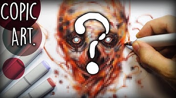 No Outline CHALLENGE! Copic Marker Drawing + Horror Music