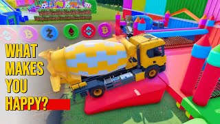 Mixer trucks and large trucks are very cute and maneuverable for children.#cartoon