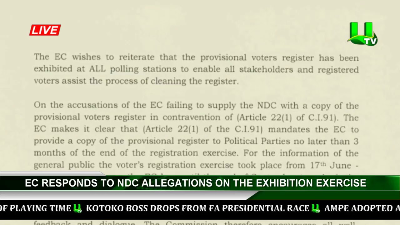 utv ghana frequency on multi tv EC Responds To NDC Allegation On The Exhibition Exercise