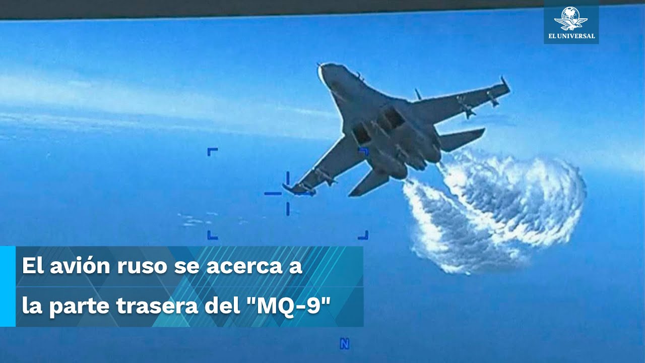 Así fue el choque del dron de EU y el avión ruso YouTube